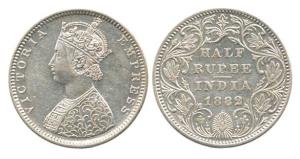 Victoria Empress, Silver ½ Rupee, 1882, Bombay Mint, obv. B2, rev. II, dot. Very Fine+, Ve