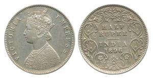 Victoria Empress, Silver ½ Rupee, 1896, Calcutta Mint, obv. A, rev. I, ‘C’ incuse. Very Fi