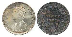 Victoria Empress, Silver ½ Rupee, 1888, Bombay Mint, obv. A, rev. II, ’B’ raised. About Ve