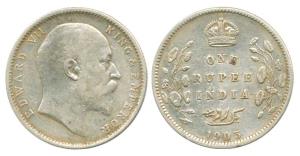 Edward VII, Silver Rupee, 1903, wrong Urdu, three dots instead of five dots in Rupaya in U