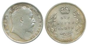 Edward VII, Silver Rupee, 1903, wrong Urdu, four dots instead of five dots in Rupaya in Ur