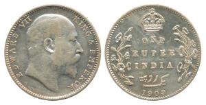Edward VII, Silver Rupee, 1909, Bombay Mint, Re-engraved digit, numeral ’9’ in the date st