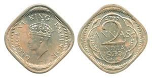 George VI, Cupro-nickel 2 Annas, 1939, Bombay Mint, Head type II. Extremely Fine, Very Rar
