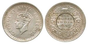 George VI, Silver Rupee, 1945, Lahore Mint, large ’5’, ’L’ mint mark below. Very Fine+, Ve