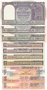 Rupees 10, set of 83 notes with different dates and signatures of all varieties, (Jhun 4.1