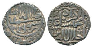 Akbar, Silver Rupee, 11.22g, no mint name but stylization of Hisar Firoza Mint, AH 966. Ve