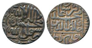 Akbar, Silver Rupee, 11.34g, mint off flan, AH 984. Very Fine.