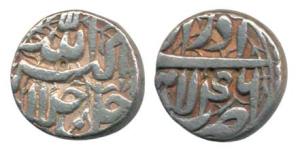 Akbar, Silver ½ Rupee, 5.60g, Allahu Akbar type, Ilahi 46, Month Azar. Very Fine.
