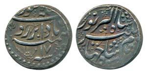 Jahangir Silver Rupee, 11.12g, Lahore Mint, Bada bar couplet, AH 1032/17. Nice toning, Ver