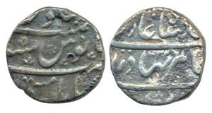 Shah Alam Bahadur, Silver Rupee, 11.11g, Baramati Mint, AH 1122, (KM 348.37). About Very F