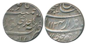 Jahandar Shah, Silver Rupee, 11.53g, Akbarnagar Mint, AH 1124/Ahd. About Very Fine, Rare.