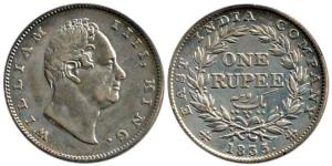 William IV, Silver Rupee, 1835, Calcutta Mint, RS incused, obv. 'B', rev. II, 20 Berries. 
