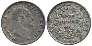 William IV, Silver Rupee, 1835, Bombay Mint, no initials, obv. B / rev. II, 20 Berries. Ab