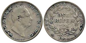 William IV, Silver Rupee, 1835, Bombay Mint, no initials, obv. B (a), rev. II, 20 Berries,