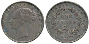 Victoria Queen, Silver Rupee, 1840, Calcutta Mint, continuous legend, English modified hea