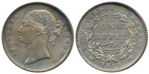 Victoria Queen, Silver Rupee, 1840, Madras Mint, divided legend, obv. WWB raised, rev. 28 