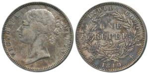 Victoria Queen, Silver Rupee, 1840, Madras Mint, divided legend, obv. WWB raised, dot afte
