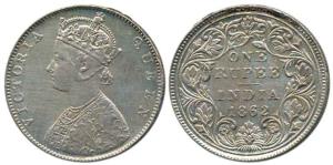 Victoria Queen, Silver Rupee, 1862, Bombay Mint, obv. 5 panel, rev. II, Experimental coina
