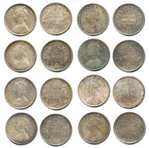 Victoria Queen, Silver Rupee (8), 1862, Bombay Mint, B / II / 1 / 0, B / II / 2 / 0, B / I