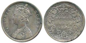 Victoria Queen, Silver Rupee, 1862, Bombay Mint, obv. A with crescent, rev. II, bottom 1 d