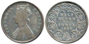 Victoria Empress, Silver ½ Rupee, 1899, Calcutta Mint, obv. A, rev. I, 'C' incused. About 