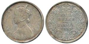 Victoria Empress, Silver ½ Rupee, 1899, Bombay Mint, obv. A, rev. I, 'B' incused (inverted