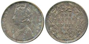 Victoria Empress, Silver Rupee, 1897, Bombay Mint, C2 / I / 'B' incused. Fine+, Very Rare.