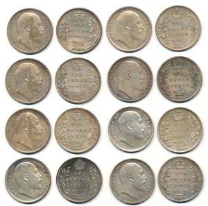 Edward VII, Silver Rupee (8), 1903 to 1910, Bombay Mint, Very Fine to Very Fine+, Scarce a