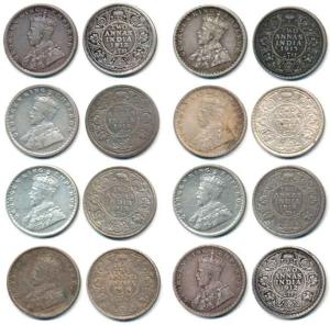 George V, Silver 2 Annas (8), 1912, Bombay Mint and Calcutta Mint, 1913, Bombay Mint and C