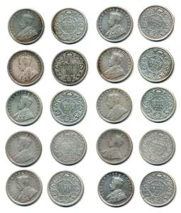 George V, Silver ¼ Rupee (10), 1912, Calcutta Mint, 1912, Bombay Mint, 1913, Calcutta Mint