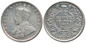 George V, Silver ¼ Rupee, 1915, Bombay Mint, with dot. About Very Fine, Rare.
