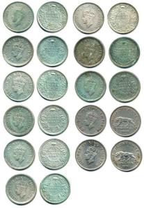 George VI, Half Silver and Nickel ¼ Rupee (11), 1940, Bombay Mint (2), 1940, Calcutta Mint