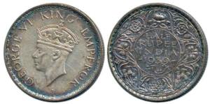 George VI, Silver ½ Rupee, 1939, Calcutta Mint, head type II. Extremely Fine, Rare.