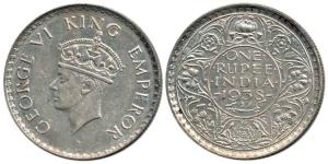 George VI, Silver Rupee, 1938, Bombay Mint, with dot. Extremely Fine+, Rare.