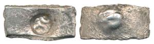 Punch-marked, Shakya Janapada (c. 550-500 BC), Silver single bold punch of a three crescen