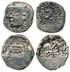 Vardhanas, Shiladitya Harshavardhana (AD 606-647), Silver Drachm (2), obv. bust of the kin
