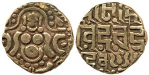 Gahadavalas of Kanauj, Govinda Chandradeva, Gold 41/2 Masha, 4.22g , obv Goddess Lakshmi s