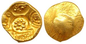 Yadavas of Devagiri, Singhana Deva (c. AD 1200-1247), Gold Padma Tanka, central punch of a