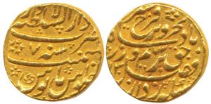 Farrukhsiyar, Gold Mohur, 10.95g, Dar us-Sultanate Lahore Mint, AH x130/7 (KM 390.20). Ver