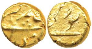 Aurangzeb, Gold ½ Pagoda, 1.65g, Guti Mint. Fine+, Very Rare.