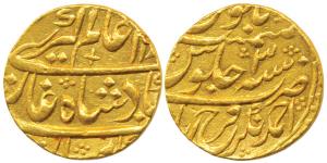 Nawab Ahmed Khan Bangash, Gold Mohur, Ahmednagar Farrukhabad Mint, AH XX11/3. Extremely Fi