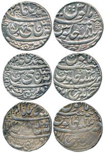 Muzaffar Jang, Silver Rupee (3), Ahmednagar Farrukhabad Mint, AH 1189/16, 1199/27 and 1200