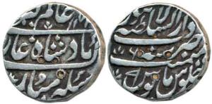 Lahore Mint, Silver Rupee, 11.23g, in the name of Alamgir II, RY 6, flag (dhwaja) in the S