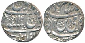 Hafiz Rahmat Khan, Silver Rupee, 11.16g, Aonla Mint, in the name of Shah Alam II, Fish wit