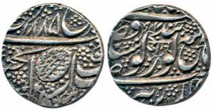 Amritsar Mint, Silver Rupee, 11.12g, Nankshahi couplet, OM in Lande on obv., VS 1885/97. A