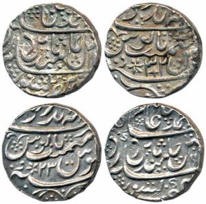 Ver Mint, Silver Rupee (2), in the name of Shah Alam II, RY 23 and 32. Extremely Fine. (2)
