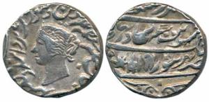Jaswant Singh, Silver Rupee, 11g, Bharatpur Mint, with the name and portrait of Queen Vict