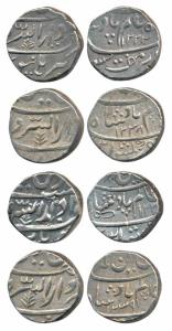 Daulat Rao, Silver Rupee (4), in the name of Shah Alam II, Burhanpur Mint, AH 1222, 123X, 