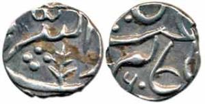 Jayaji Rao, 1/8 Rupee, 1.42g, Burhanpur Mint, in the name of Shah Alam II, AH (12)60. Extr