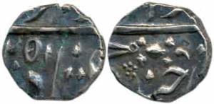 Nasir Al Daulah, Silver ¼ Rupee, 2.70g, Farkhanda Bunyad Hyderabad, AH 1251. Extremely Fin